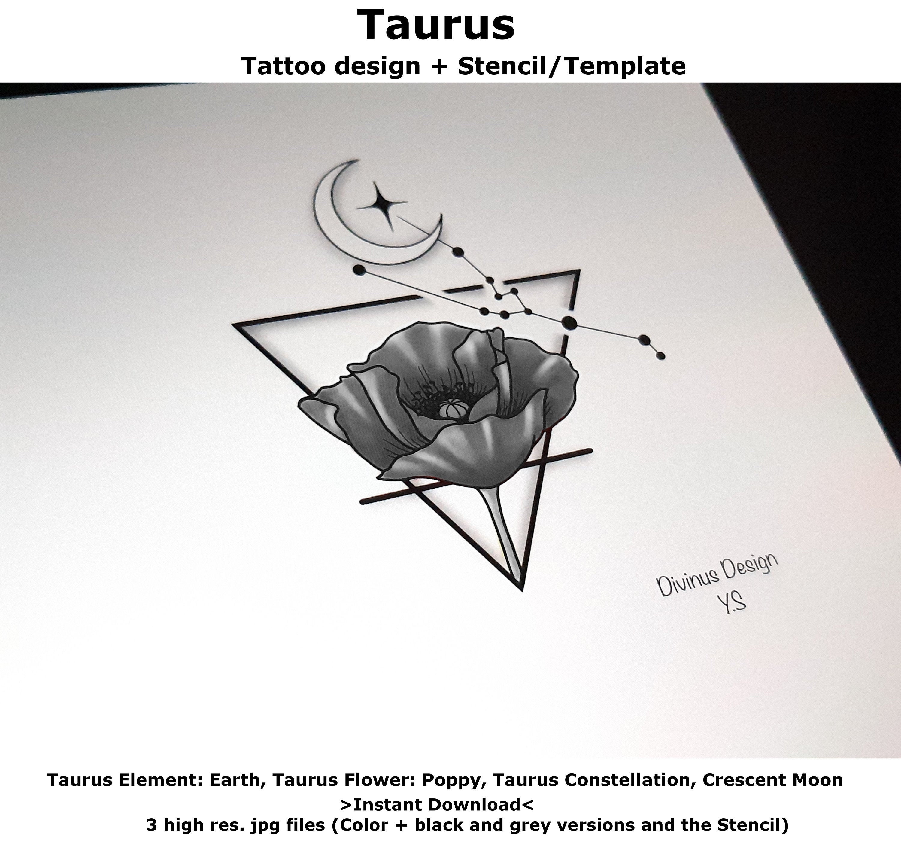 Large Taurus Tattoo for Male on Arm / Forearm / Chest, Taurus Zodiac Tattoo  for Guy, Bull Tattoo for Taurus Constellation, Horoscope Tattoo - Etsy  Denmark