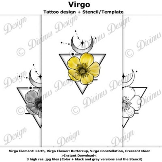 Virgo Zodiac Signs with Flowers Svg, Virgo Zodiac Tattoo Svg