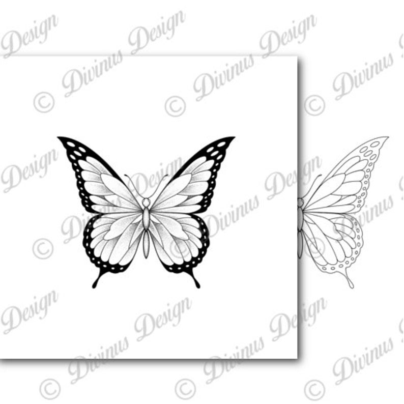 Butterfly Tattoo Design and Stencil Butterfly Tattoo | Etsy Israel