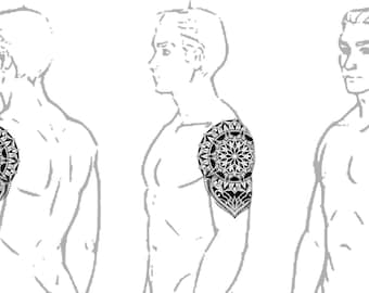 Men Shoulder Geometric Tribal Mandala Tattoo Design And Etsy