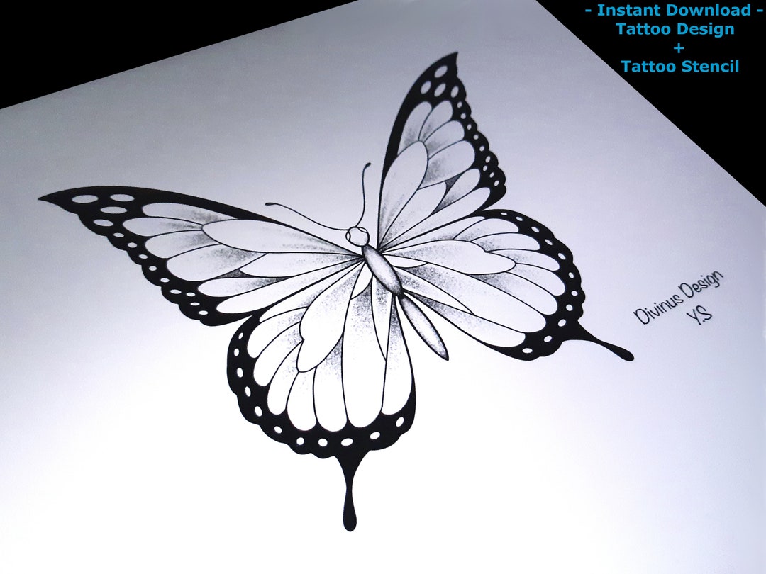 Butterfly Tattoo Design and Stencil - Butterfly Tattoo Template ...