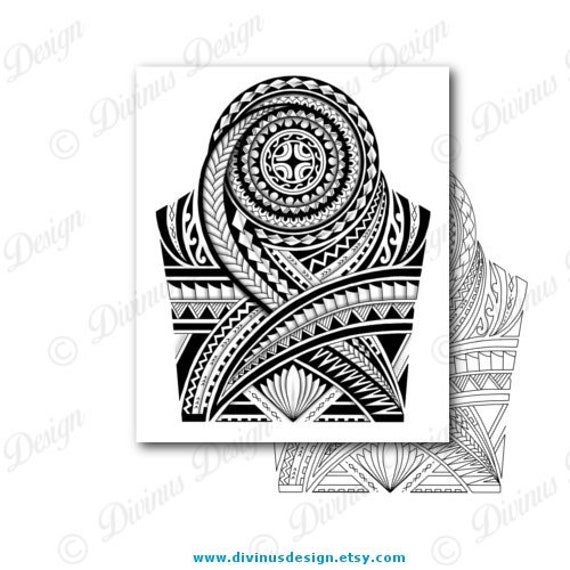 Polynesian tattoo tribal flowers design