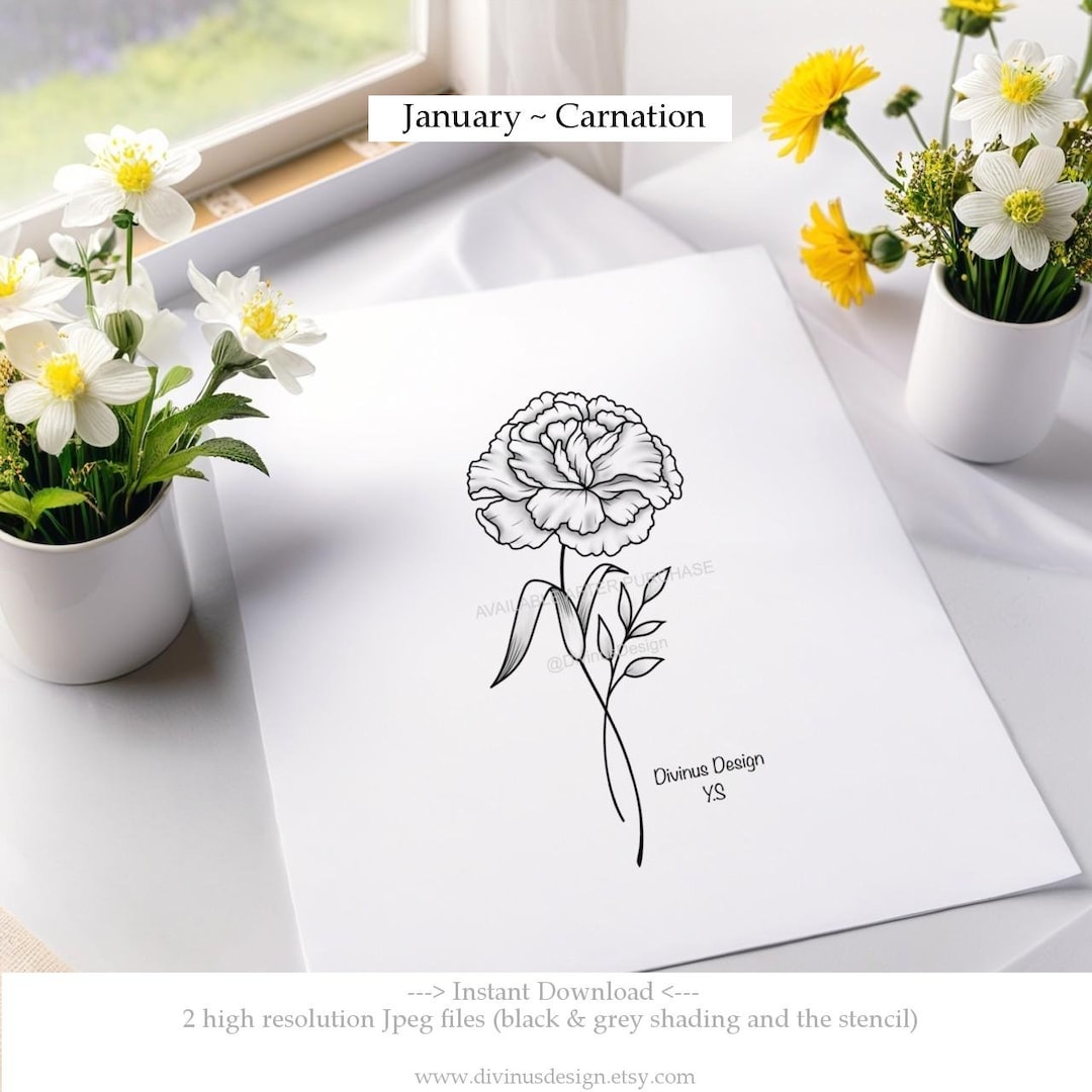 January Birth Flower, Carnation Birth Flower, Birth Flower Tattoo ...