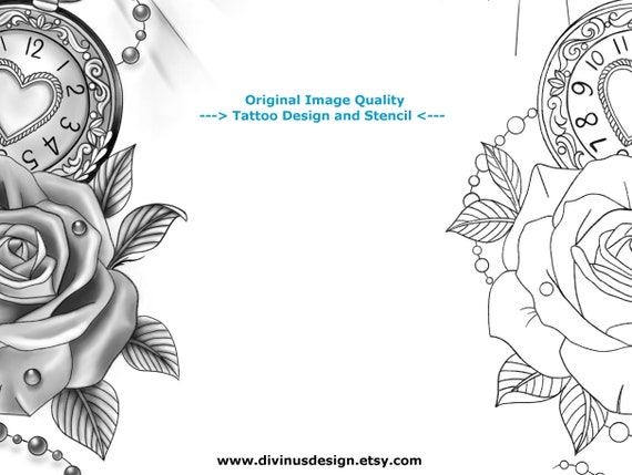 Watch Tattoo Design Download High Resolution Digital Art PNG Transparent  Background Printable SVG Tattoo Stencil - Etsy Denmark