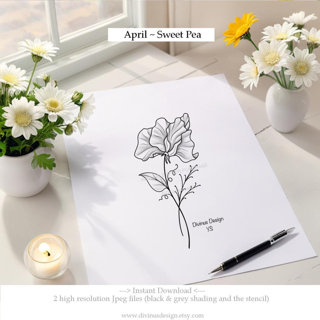 April Birth Flower, Sweet Pea Birth Flower, Birth Flower Tattoo ...