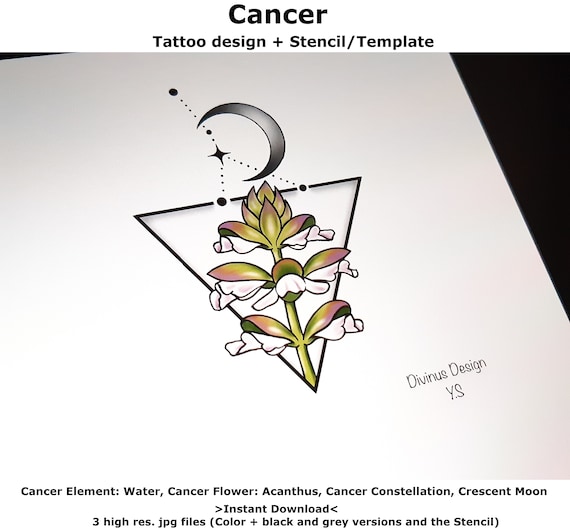 Small Cancer Rose Constellation Tattoo Design - Astro Tattoos