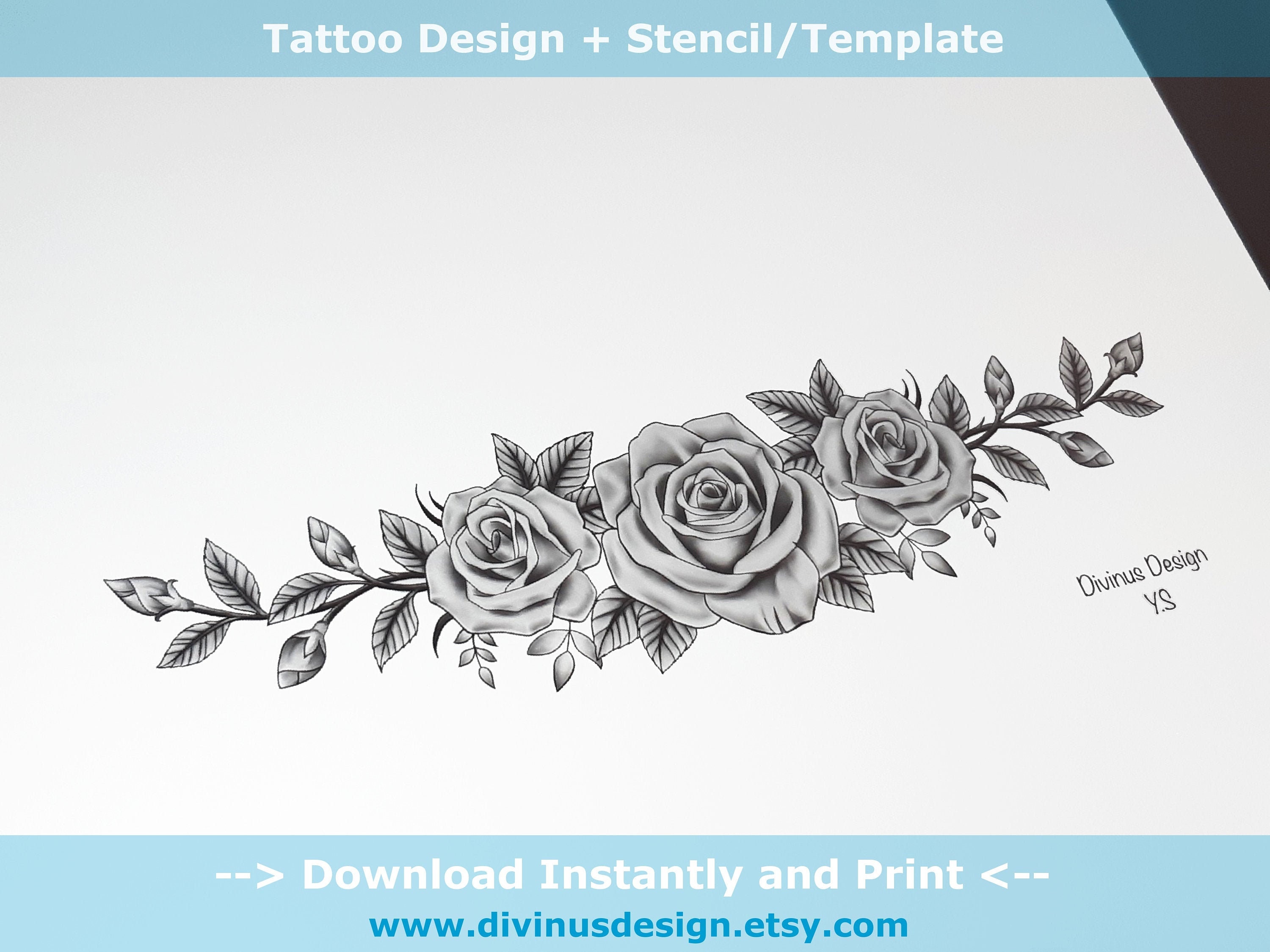 Roses Tattoo for C Scar Coverup or Lower Back Tattoo Tattoo - Etsy Roses Tattoo for C Scar Coverup or Lower Back Tattoo Tattoo - Etsy