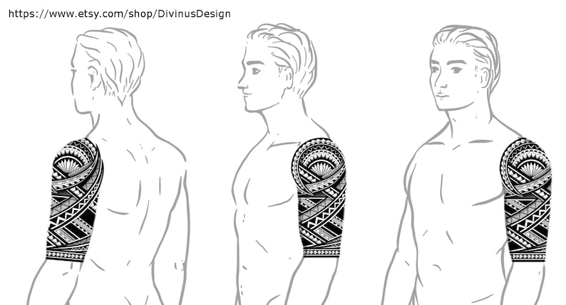 Tattoo Design And Stencil Instant Digital Download Half Sleeve Polynesian Tattoo Wrap Around Shoulder To Elbow Model 1 Tattoo Permit Drawing Illustration Art Collectibles Startfi Io