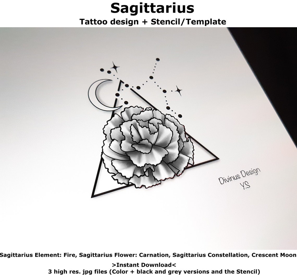 Sagittarius Horoscope Flower Tattoo Tattoo Design and Tattoo - Etsy