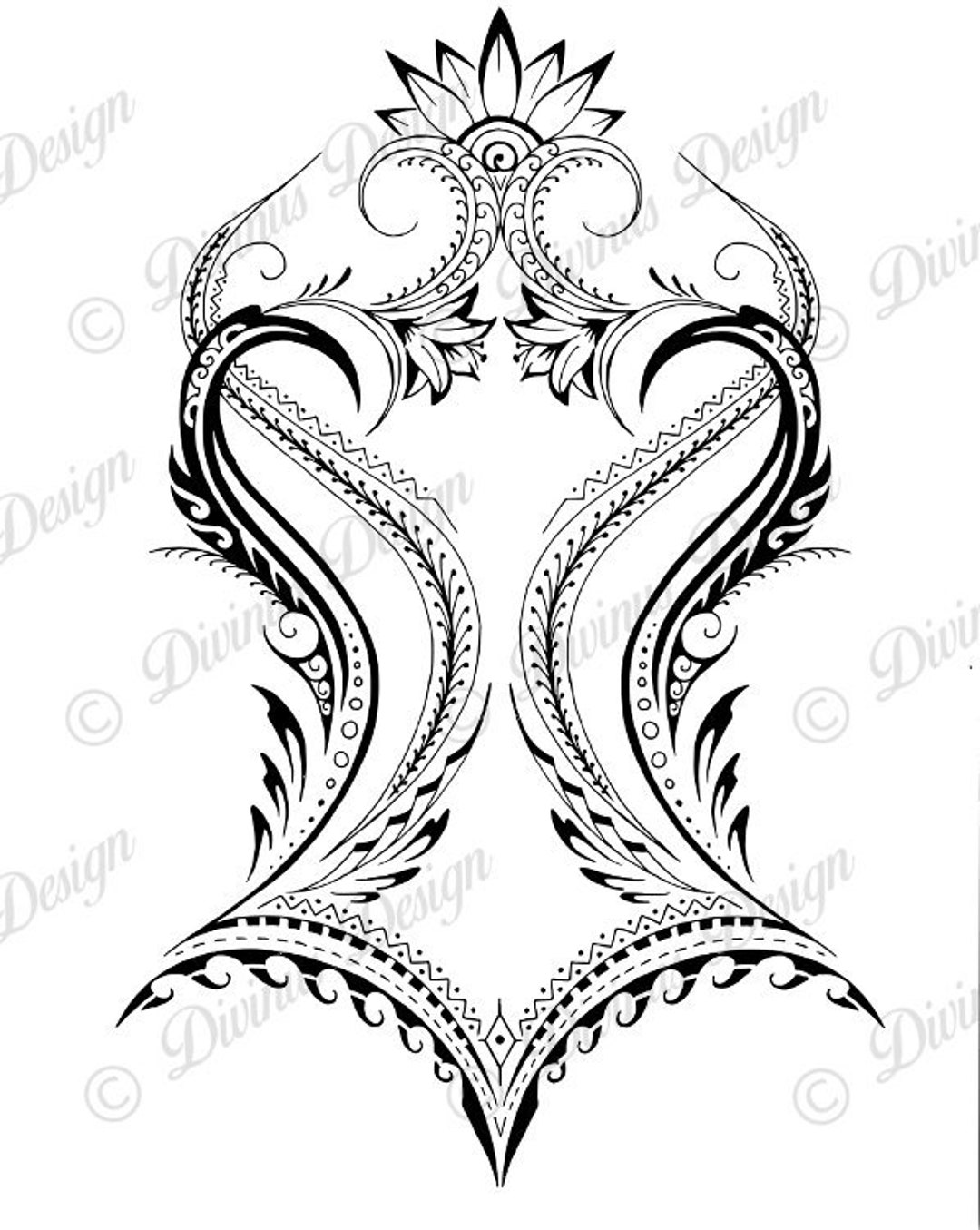 African Polynesian Back Tattoo Design and Stencil Instant - Etsy