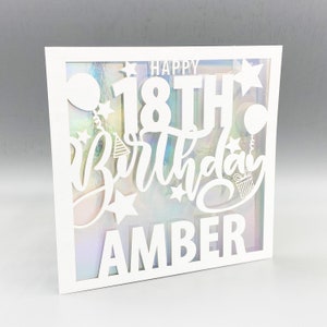 Biglietto personalizzato per il 18° compleanno per lei Biglietto personalizzato per il 18° compleanno per lui Biglietto d'auguri per il 18° compleanno Papercut 18° compleanno Lasercut 18° regalo