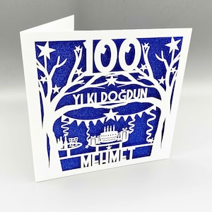 Personalisierte Türkische 100. Geburtstagskarte 100. Geburtstagskarte für Mama 100. Geburtstagskarte Nan 100. Geburtstagskarte für Papa 100. Geburtstagsgeschenk