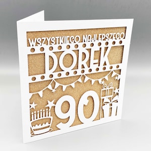 Personalised Polish 90th Birthday Card Custom 90th Birthday Card For Him Her Greeting Card Papercut 90th Birthday Card Lasercut 90th Gift
