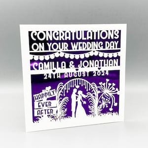 Personalised Wedding Card Congratulations Personalised Papercut Wedding Day For Newlyweds Greeting Card Wedding Anniversary Card