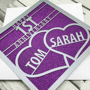 Carte personnalisée 1er anniversaire, carte d'anniversaire pour mari, carte d'anniversaire pour femme, carte d'anniversaire pour petit ami