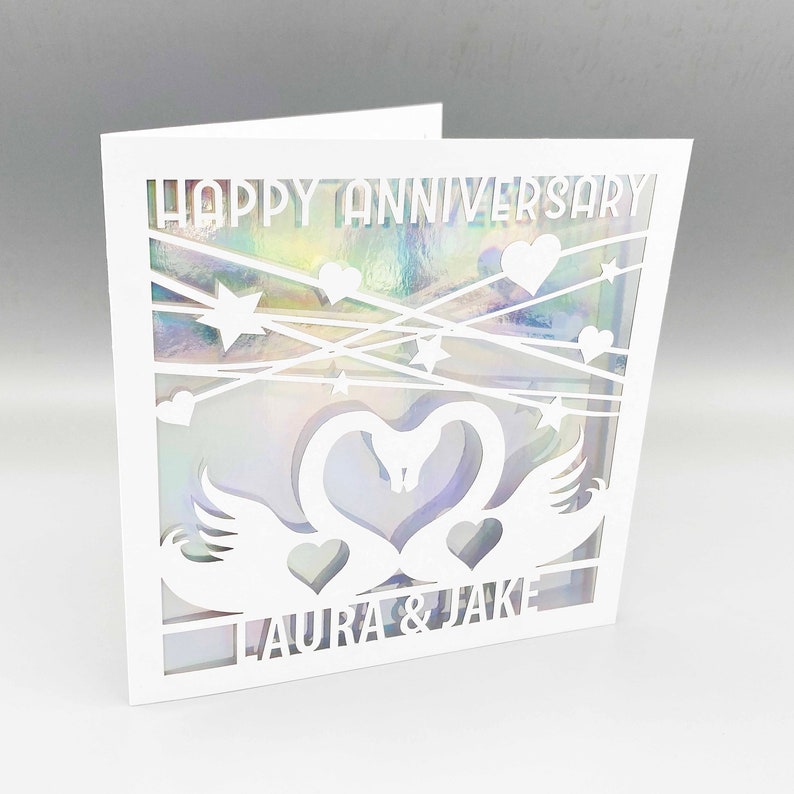 Personalised Anniversary Card, Laser-cut Glitter Inlay - Etsy
