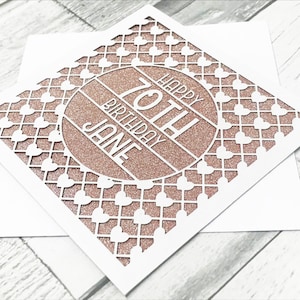 Carte d'anniversaire personnalisée 70e 80e 90e 100e 60e 50e anniversaire pour femme Carte 70e anniversaire personnalisée pour homme 70e carte de voeux en papier découpé 70e cadeau