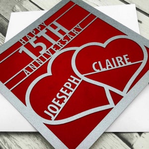 Tarjeta de 15 aniversario personalizada, tarjeta de aniversario para esposo, tarjeta de aniversario para esposa, tarjeta de aniversario para pareja