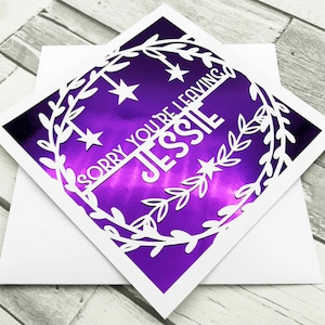 Carte de départ personnalisée, collègue de travail de carte de départ, désolé votre carte de départ, désolé votre cadeau de départ, carte de départ, cadeau de départ