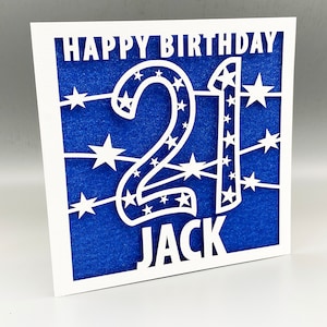 Biglietto personalizzato per il 21° compleanno Biglietto personalizzato per il 21° compleanno per lui Biglietto d'auguri per il 21° compleanno Biglietto fatto a mano per il 21° compleanno Taglio laser per il 21° compleanno