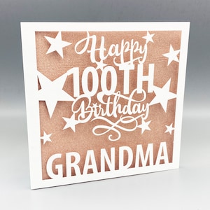 Gepersonaliseerde 100e verjaardagskaart Aangepaste 100e verjaardagskaart voor hem haar wenskaart Papercut 100e verjaardagskaart Lasercut 100e cadeau