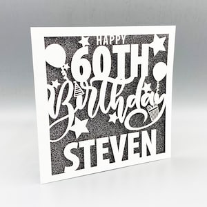 60. Geburtstagskarte für Frauen Personalisierte 60.Geburtstagskarte Für Männer 60.Grußkarte Papercut 60.Geburtstag Lasercut 60.Geschenk