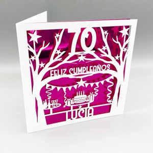 Personalisierte 70. Geburtstagskarte Spanisch Personalisierte 70. Geburtstagskarte für Sie Ihn Papierschnitt 70. Geburtstagskarte Lasercut 70. Geburtstagsgeschenk