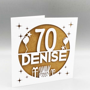 Carte personnalisée 70e anniversaire pour femme Carte 70e anniversaire personnalisée pour homme 70e carte de voeux 70e anniversaire découpée dans du papier 70e anniversaire découpée au laser 70e cadeau