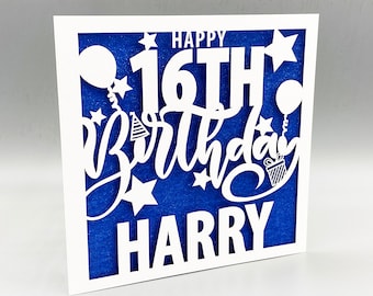 Personalised 16th Birthday Card For Her Custom 16th Birthday Card For Him 16th Greeting Card Papercut 16th Birthday Lasercut 16th Gift