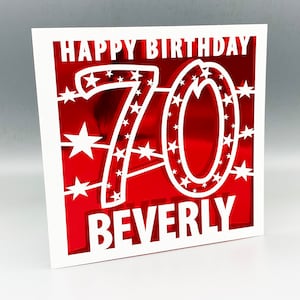 Personalisierte 70. Geburtstagskarte für Frauen Individuell gestaltete 70. Geburtstagskarte für Männer 70er Grußkarte Papierschnitt 70. Geburtstag Lasercut 70. Geschenk
