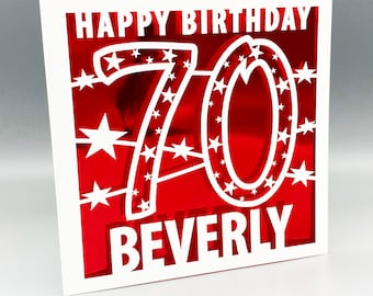 Personalised 70th Birthday Card: Laser-Cut Papercut Design