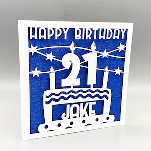 Biglietto personalizzato per il 21° compleanno Biglietto personalizzato per il 21° compleanno per lui Biglietto d'auguri per il 21° compleanno Biglietto fatto a mano per il 21° compleanno Taglio laser per il 21° compleanno