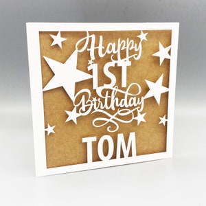 Personalisierte 1. Geburtstagskarte Mädchen Individuell 1. Geburtstagskarte Für Junge 1. Grußkarte Papierschnitt 1. Geburtstagskarte Lasercut 1. Geburtstagsgeschenk