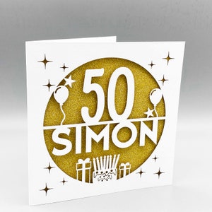 Personalisierte 50. Geburtstagskarte für Frauen Individuell gestaltete 50. Geburtstagskarte für Männer 50. Grußkarte Papierschnitt 50. Geburtstag Lasercut 50. Geschenk