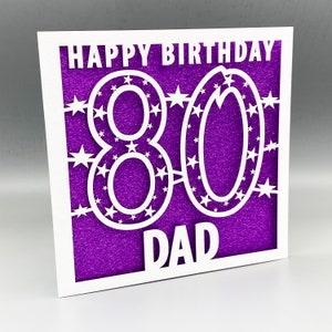 Carte 80e anniversaire personnalisée Carte 80e anniversaire personnalisée pour lui et sa carte de voeux Carte 80e anniversaire papier découpée Carte 80e anniversaire découpée au laser Cadeau 80e anniversaire