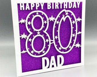 Personalised 80th Birthday Card Custom 80th Birthday Card For Him Her Greeting Card Papercut 80th Birthday Card Lasercut 80th Birthday Gift