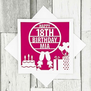 Personalised 18th 21st 30th 40th 50th 60th Birthday Card Custom 18th Birthday Card Her Greeting Card Gift For Her Papercut Card 18th Gift