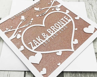 Carte de mariage personnalisée félicitations jour de mariage découpé en papier personnalisé pour les jeunes mariés carte de voeux carte d'anniversaire de mariage