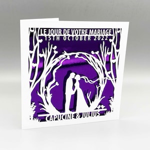 Tarjeta de boda francesa personalizada Felicitaciones Papercut personalizado Día de boda para recién casados Tarjeta de felicitación Tarjeta de aniversario de boda