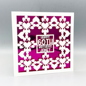 Carte personnalisée pour 60e anniversaire pour femme Carte personnalisée pour 50e anniversaire pour homme Carte de voeux pour 40e anniversaire, découpe papier, 70e anniversaire, découpe laser, 80e cadeau