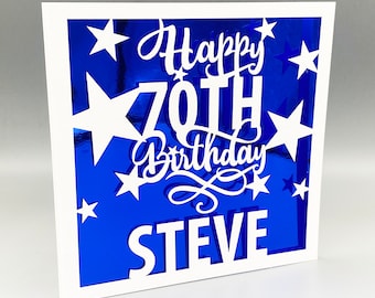 Carte personnalisée du 70e anniversaire pour les femmes Carte personnalisée du 70e anniversaire pour les hommes 70e carte de vœux Papercut 70e anniversaire Lasercut 70e cadeau