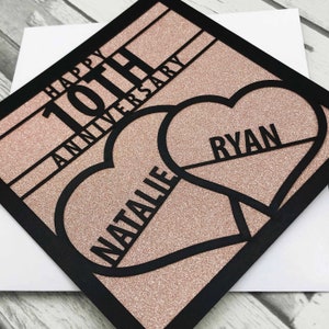 Carte personnalisée du 10e anniversaire, carte d'anniversaire pour mari, carte d'anniversaire pour femme, carte d'anniversaire pour couple