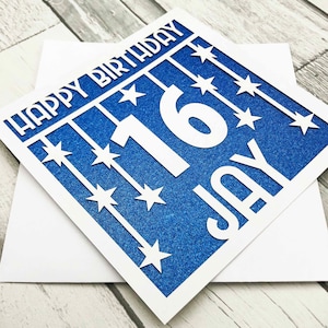 Personalisierte 16. Geburtstagskarte für Sie Individuell gestaltete 16. Geburtstagskarte für Ihn 16. Grußkarte Papierschnitt 16. Geburtstag Lasercut 16. Geschenk
