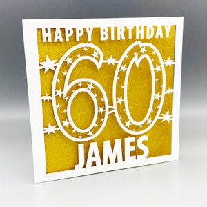Carte 60e anniversaire personnalisée pour femme Carte 60e anniversaire personnalisée pour homme Carte de voeux 60e anniversaire découpée dans du papier 60e anniversaire Découpée au laser 60e cadeau