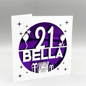 Carte d'anniversaire personnalisée 21 ans Carte d'anniversaire personnalisée pour lui et sa carte de voeux Carte d'anniversaire 21 ans faite main, découpée au laser, cadeau d'anniversaire 21 ans