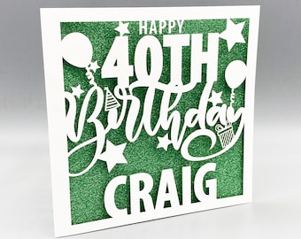 Personalised 40th Birthday Card For Her Custom 40th Birthday Card For Him 40th Greeting Card Papercut 40th Birthday Card Lasercut 40th Gift