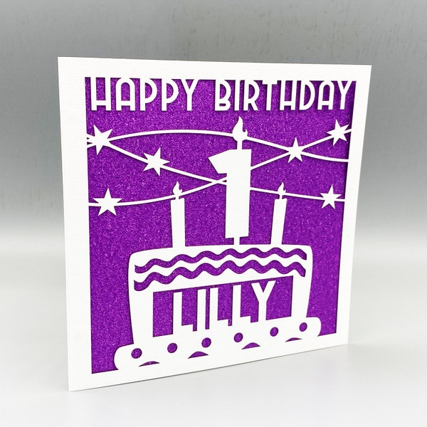 Personalised 1st Birthday Card Girl Custom 1st Birthday Card For Boy 1st Greeting Card Papercut 1st Birthday Card Lasercut 1st Birthday Gift