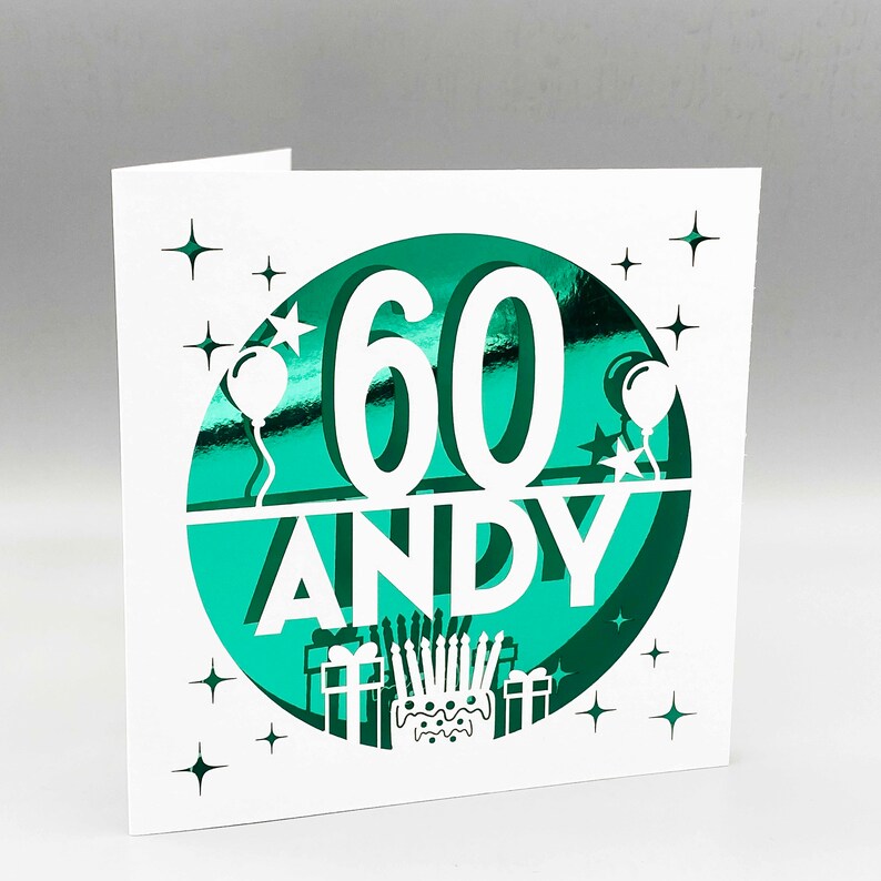 Personalised 60th Birthday Card For Women Custom 60th Birthday Card For Men 60th Greeting Card Papercut 60th Birthday Lasercut 60th Gift Green Mirror