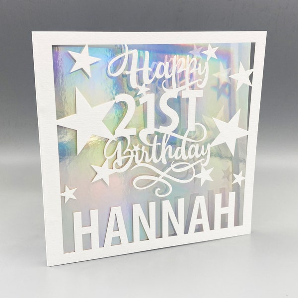 21st Birthday Card For Friend | Personalised Name 21st Birthday Card | Luxury Laser Cut Birthday Card | Milestone 21st Gift