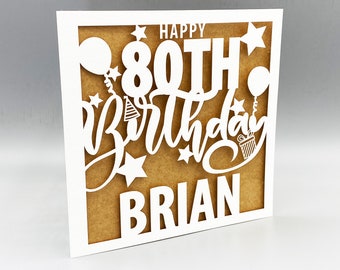 Personalisierte Laser Cut 80. Geburtstagskarte